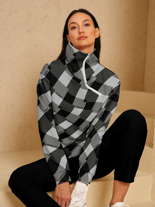 Sudadera de Cuadros con Cuello Alto