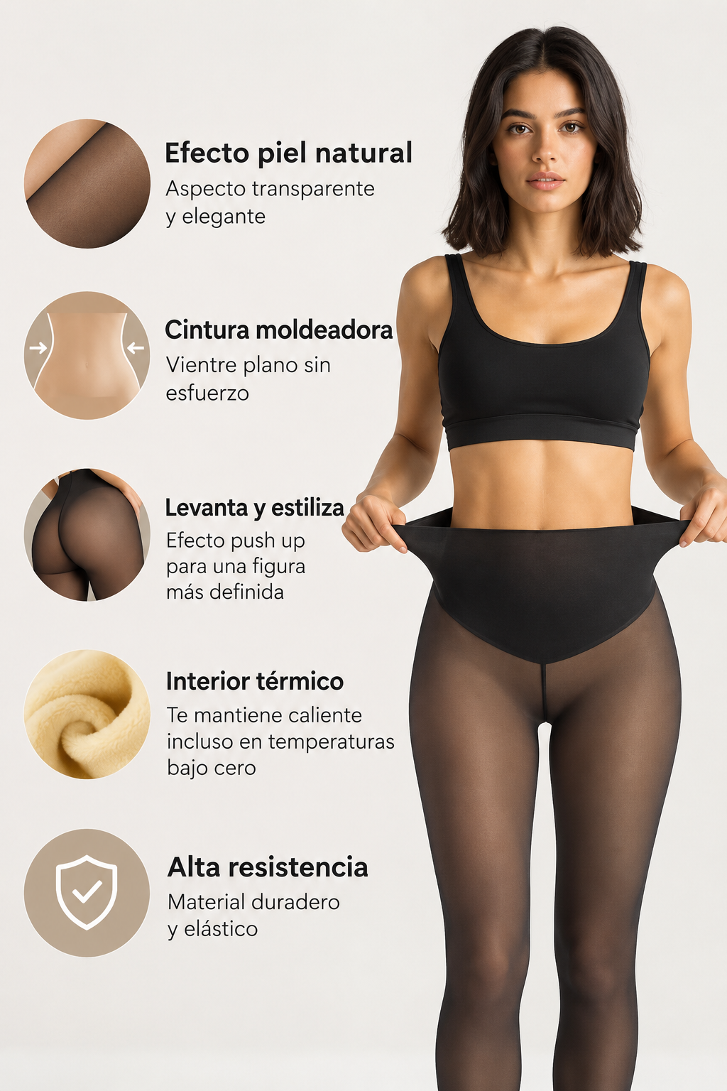 Medias térmicas moldeadoras con diseño de cintura alta