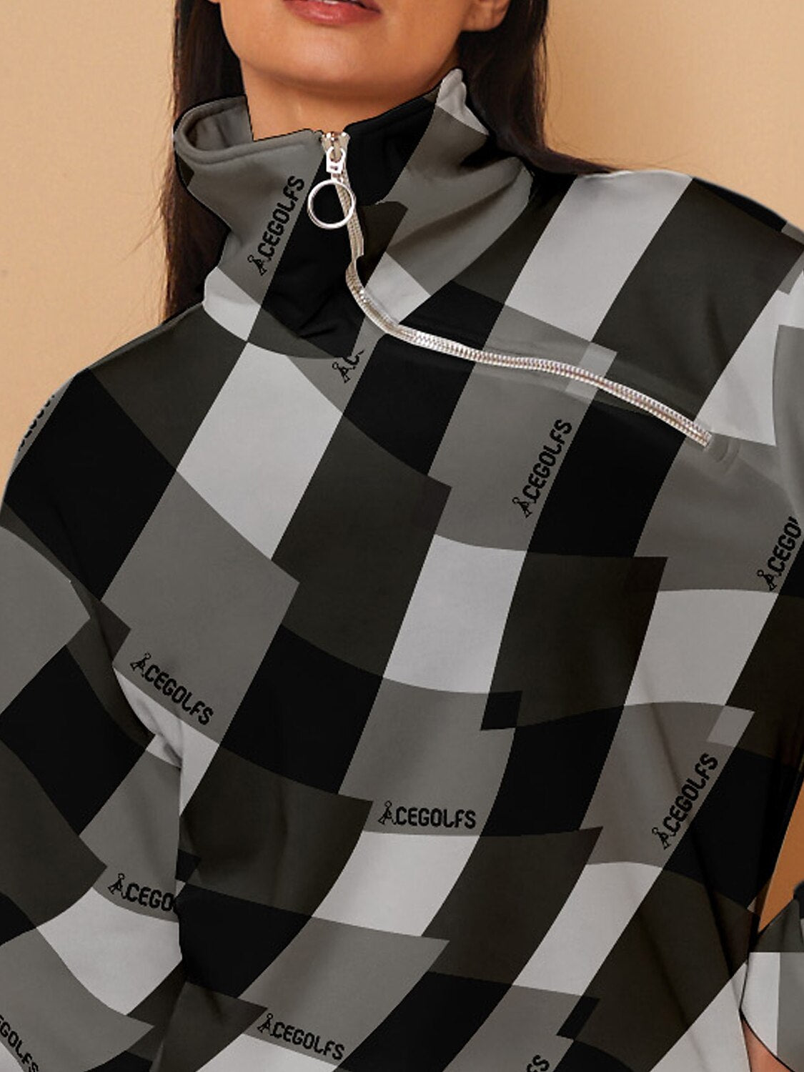 Sudadera de Cuadros con Cuello Alto