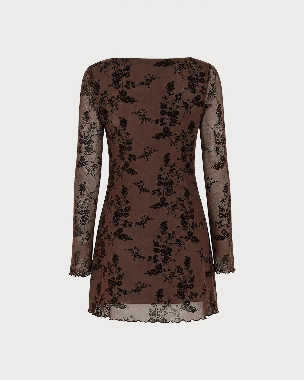 Vestido mini floral de tul con mangas largas