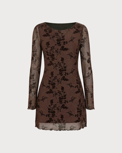 Vestido mini floral de tul estilo sofisticado