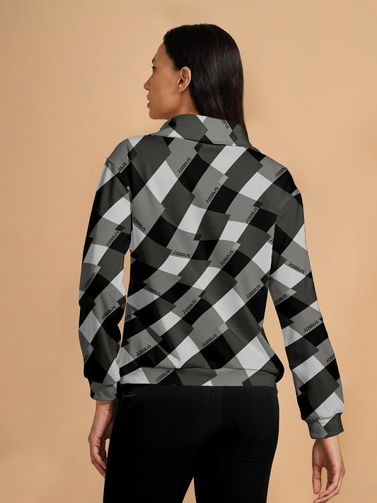 Sudadera de Cuadros con Cuello Alto